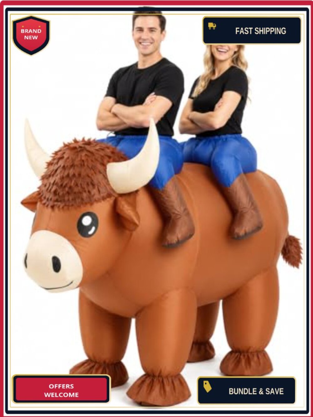 2 Person Inflatable Highland Cow Costume Adult Ride-On Halloween